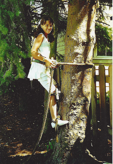 Testing Dad's climbing gear